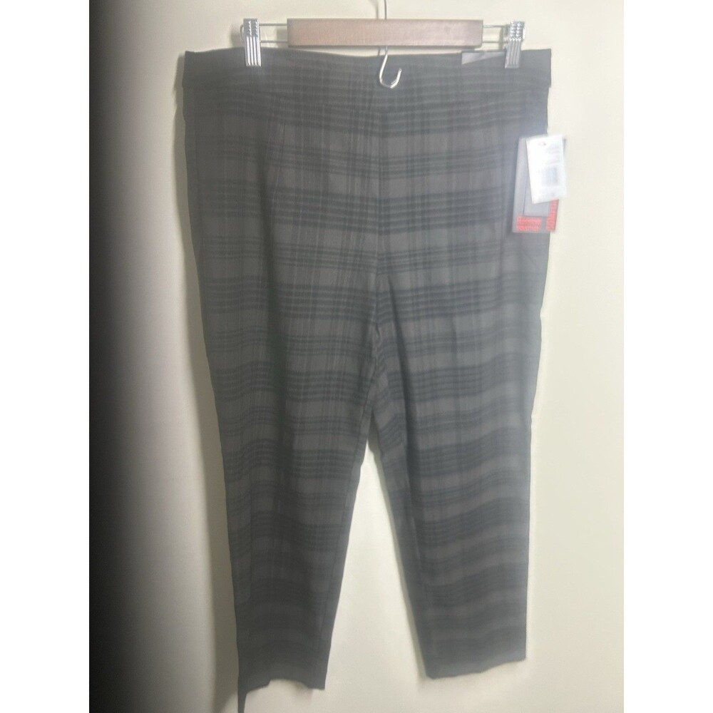 Briggs Women's Dress Pants Petite Large Gray Black Elastic Waist Stretch NEW 286